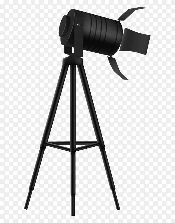 Side view of professional camera with big camera glass vector PNG