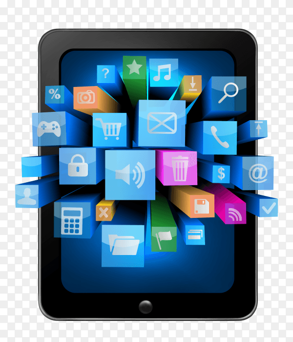 Smartphone applications on transparent background PNG