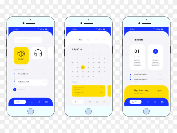 Smartphone apps on transparent PNG