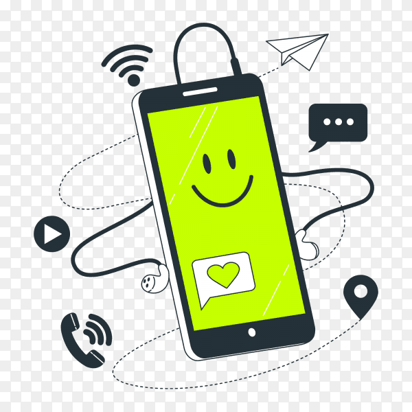 Smartphone concept illustration on transparent background PNG