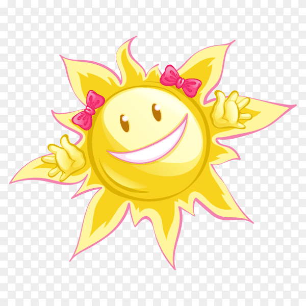 Smiling sun face on transparent background PNG