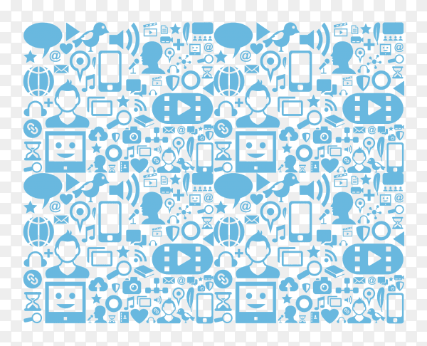 Social media icons network on computer Clipart PNG