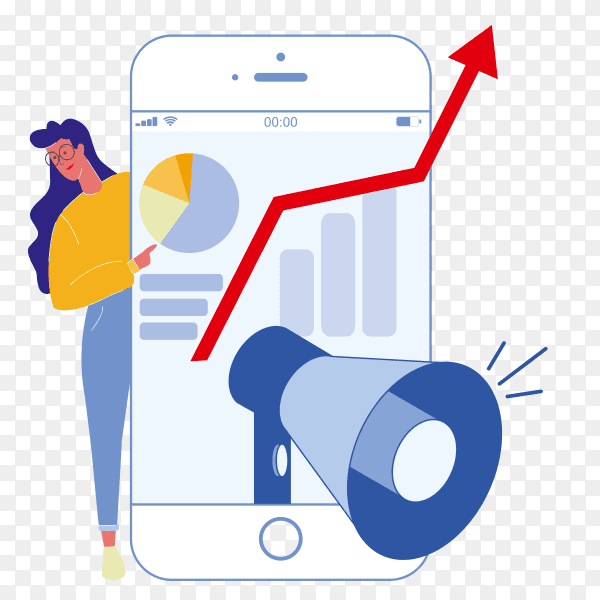 Social media marketing flat illustration vector PNG