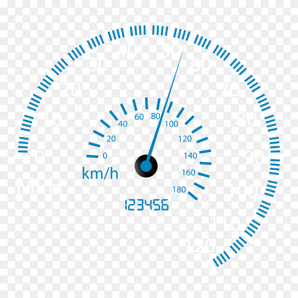 Speedometer Kilometers and miles vector PNG