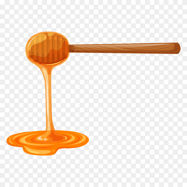Spoon for honey and honey on transparent background PNG