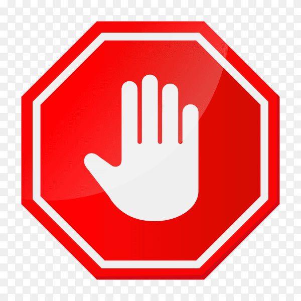 Stop hand sign on transparnt background PNG
