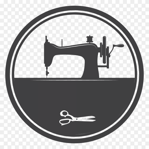 Sweing machine with scissors on transparent PNG