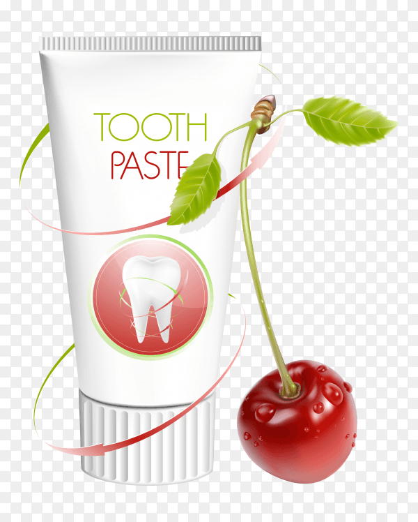 Tooth paste with cherry on transparent PNG