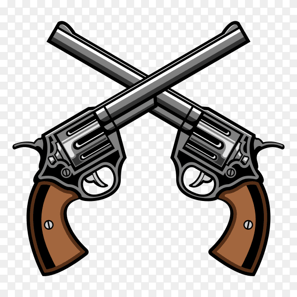 Two gun revolver cross logo vector PNG