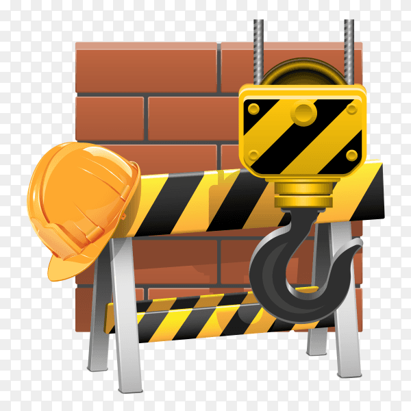 Under construction concept in flat design style on transparent PNG