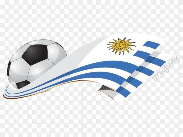 Uruguay flag with ball on transparent PNG