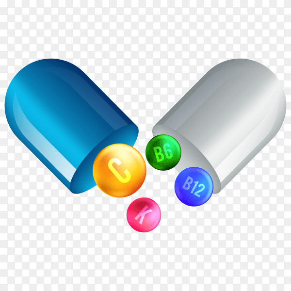 Vitamin capsule on transparent background PNG