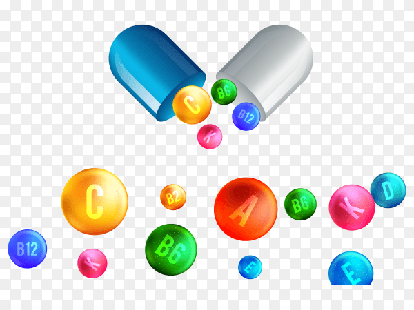 Vitamin complex pharmaceutical capsule vector PNG