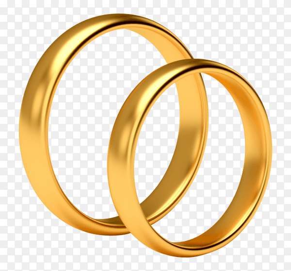 Wedding gold rings on transparent background PNG