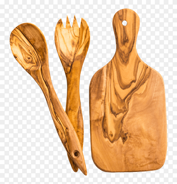 Wooden equipment on kitchen on transparent PNG