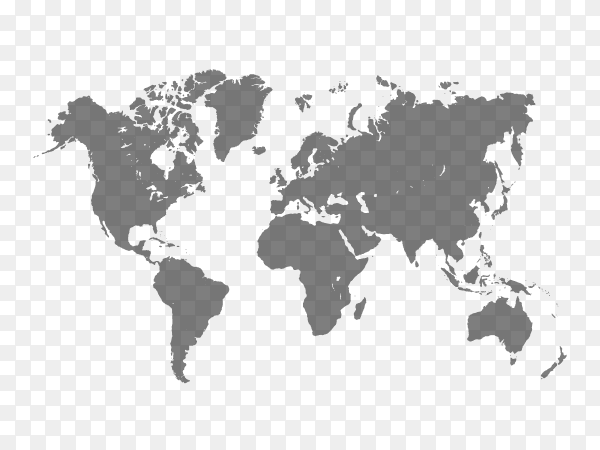 World map on transparent PNG