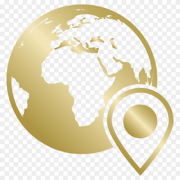 World map with location icon on transparent background PNG