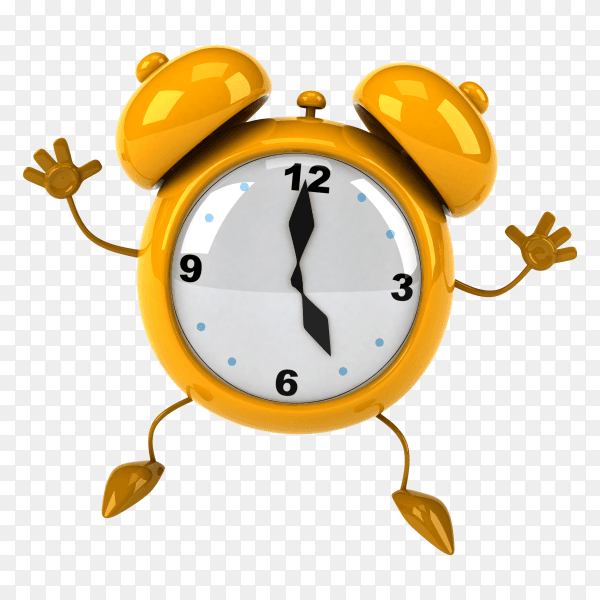 Yellow Alarm clock 3D cartoon on transparent background PNG