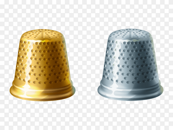 Yellow and Gray Thimble on trandparent background PNG