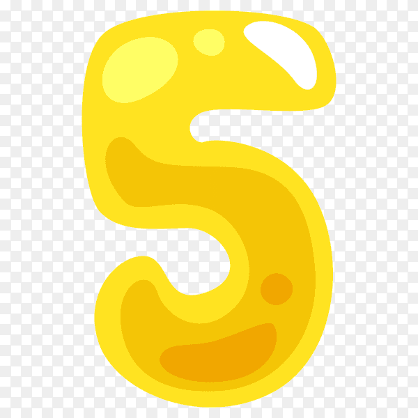 Yellow color shaped number five Clipart PNG