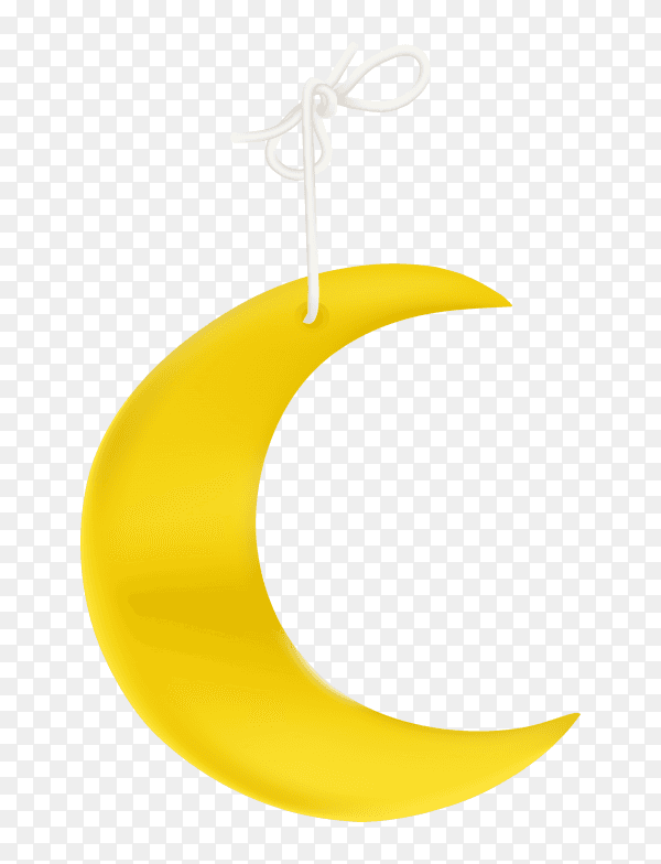 Yellow crescent moon isolated Clipart PNG