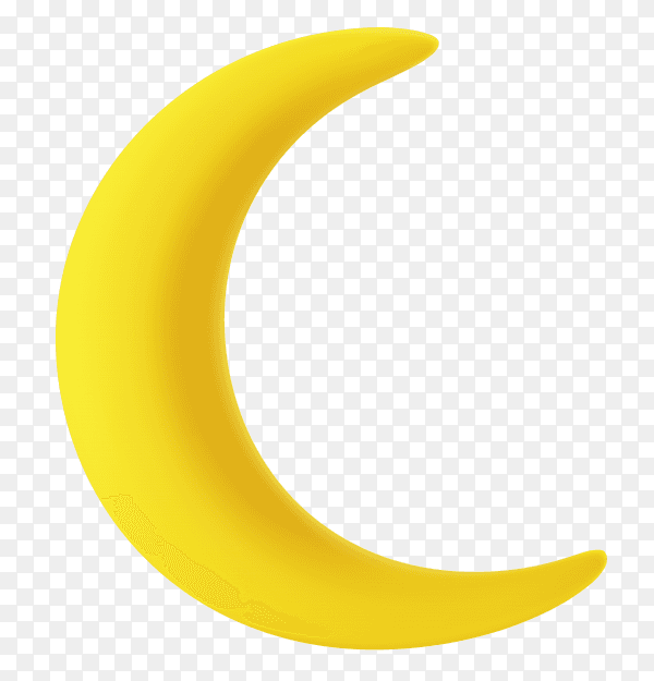 Yellow crescent moon isolated on transparent background PNG
