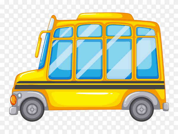 Yellow school bus on transparent background PNG