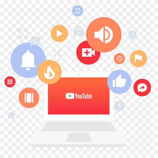 Youtube laptop concept illustration PNG