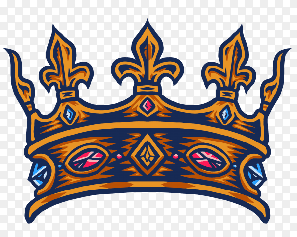 Colorful King crown hand drawn vector PNG