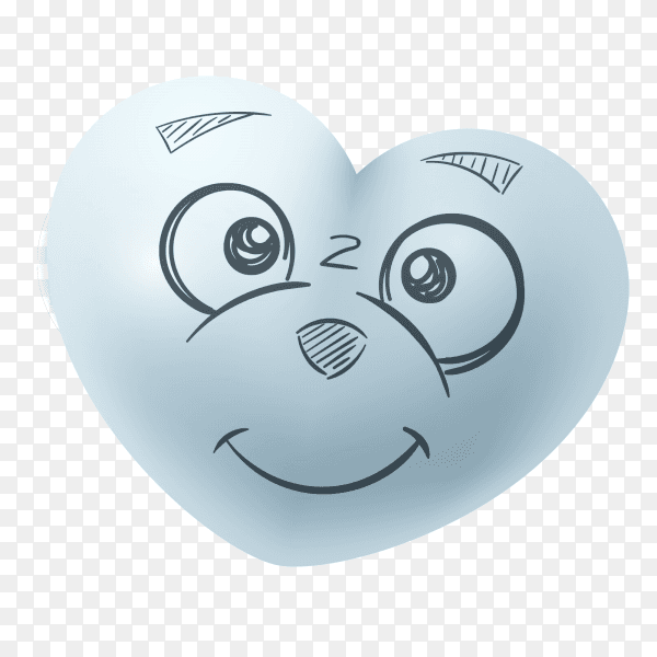 Funny hand drawn smiling heart shape on transparent background PNG