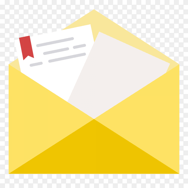 Opened envelope with note paper on transparent background PNG