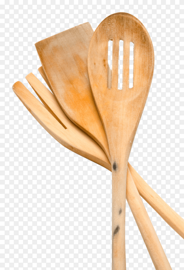 Wooden spoons on transparent background PNG