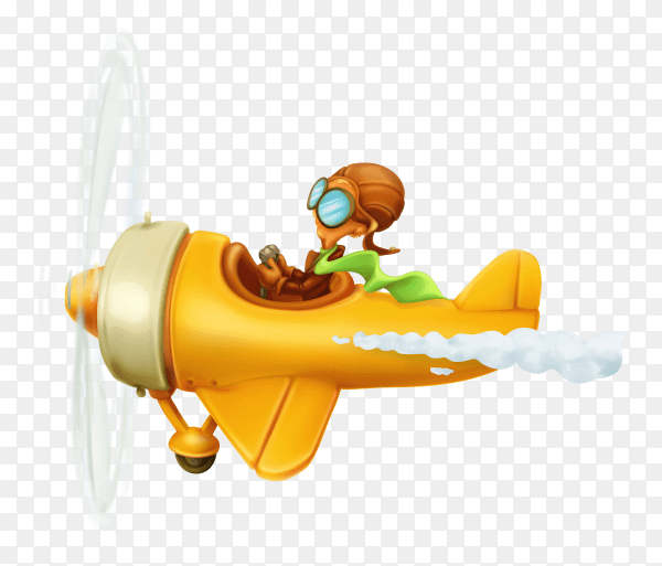 Yellow cartoon helicopter Premium vector PNG