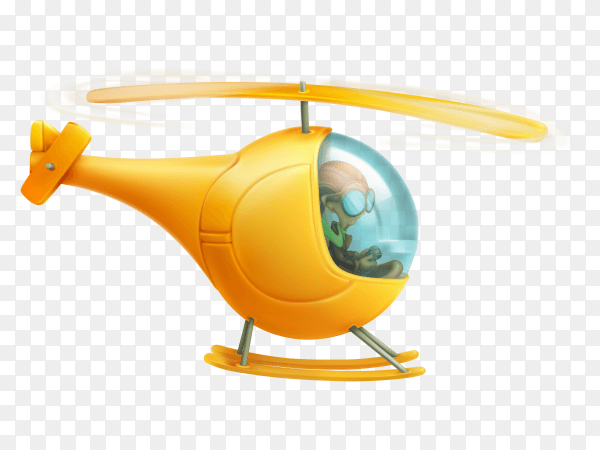Yellow cartoon helicopter on transparent background PNG