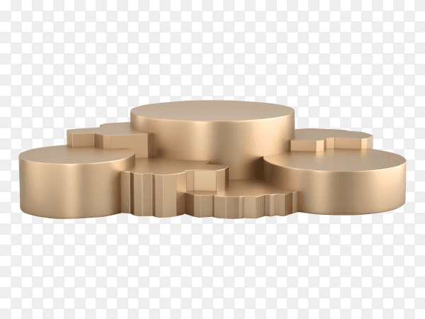 3D Gold metallic podium stand on transparent background PNG