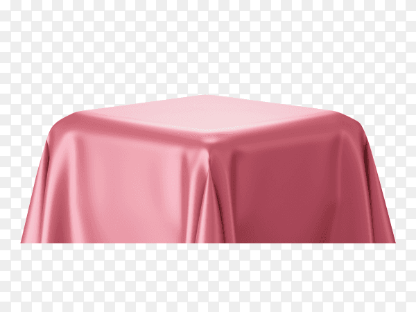 3D rendering podium with pink silk fabric on transparent background PNG