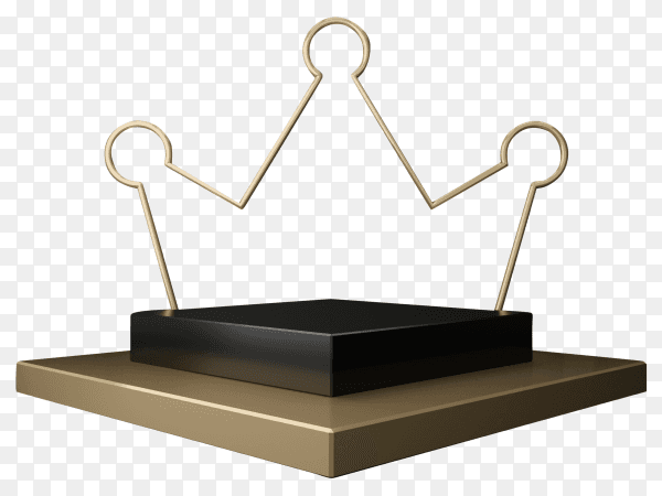 3D render of gold pedestal steps isolated on transparent background PNG