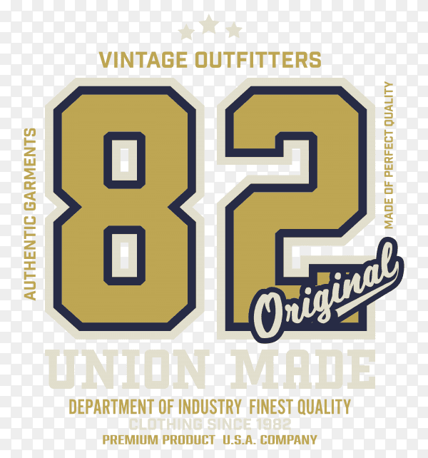 82 number vintage printed tee tshirt design clipart PNG