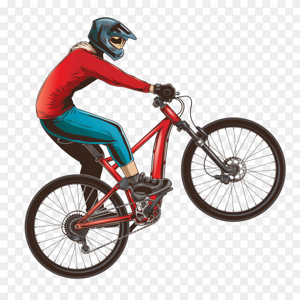 A man ride sports bicycle on transparent background PNG