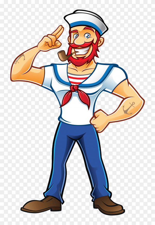 A ship captain Character on transparent background PNG