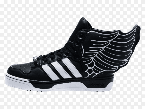Adidas half shoes Black White on transparent background PNG