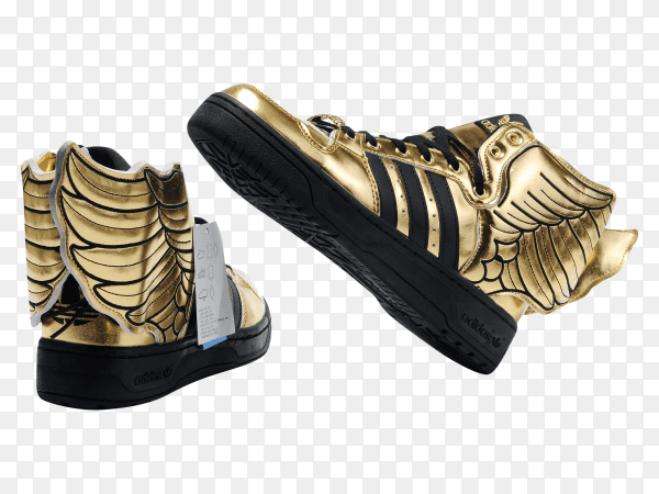 Adidas shoes Gold Black on transparent background PNG