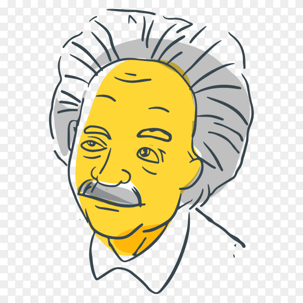 Albert einstein Character illustration on transparent background PNG