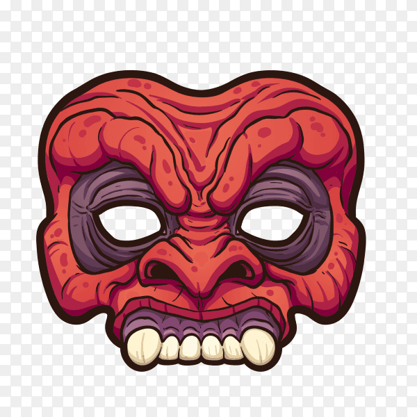 Angry skull poster with Red color on transparent background PNG