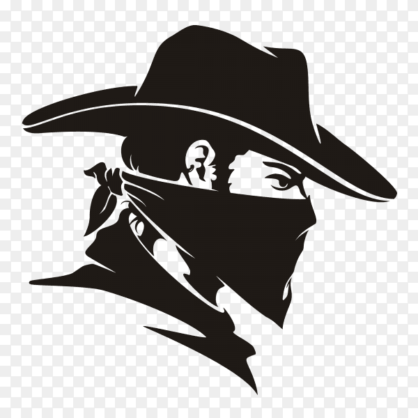 Bandit cowboy on transparent background PNG
