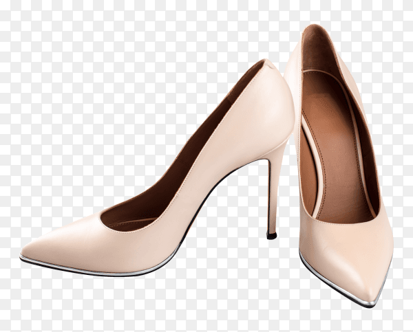 Beige high heel shoes isolated on transparent bakground PNG