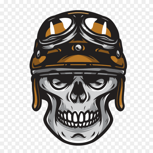 Biker skull with helmet moto on transparent background PNG