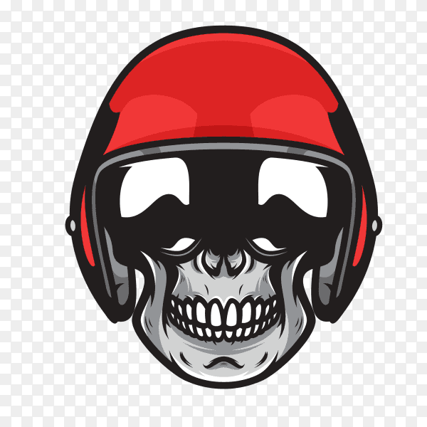 Biker skull with red helmet moto on transparent background PNG