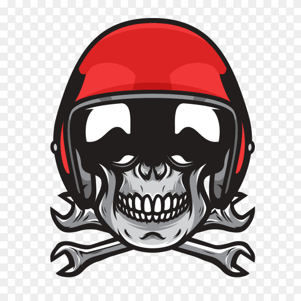 Biker skull with red helmet moto premium vector PNG