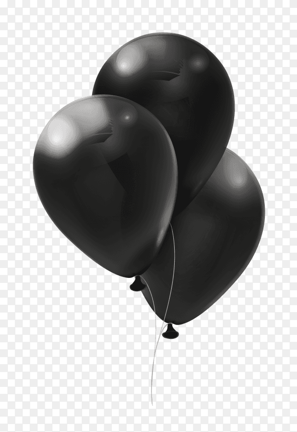 Black balloons on transparent background PNG